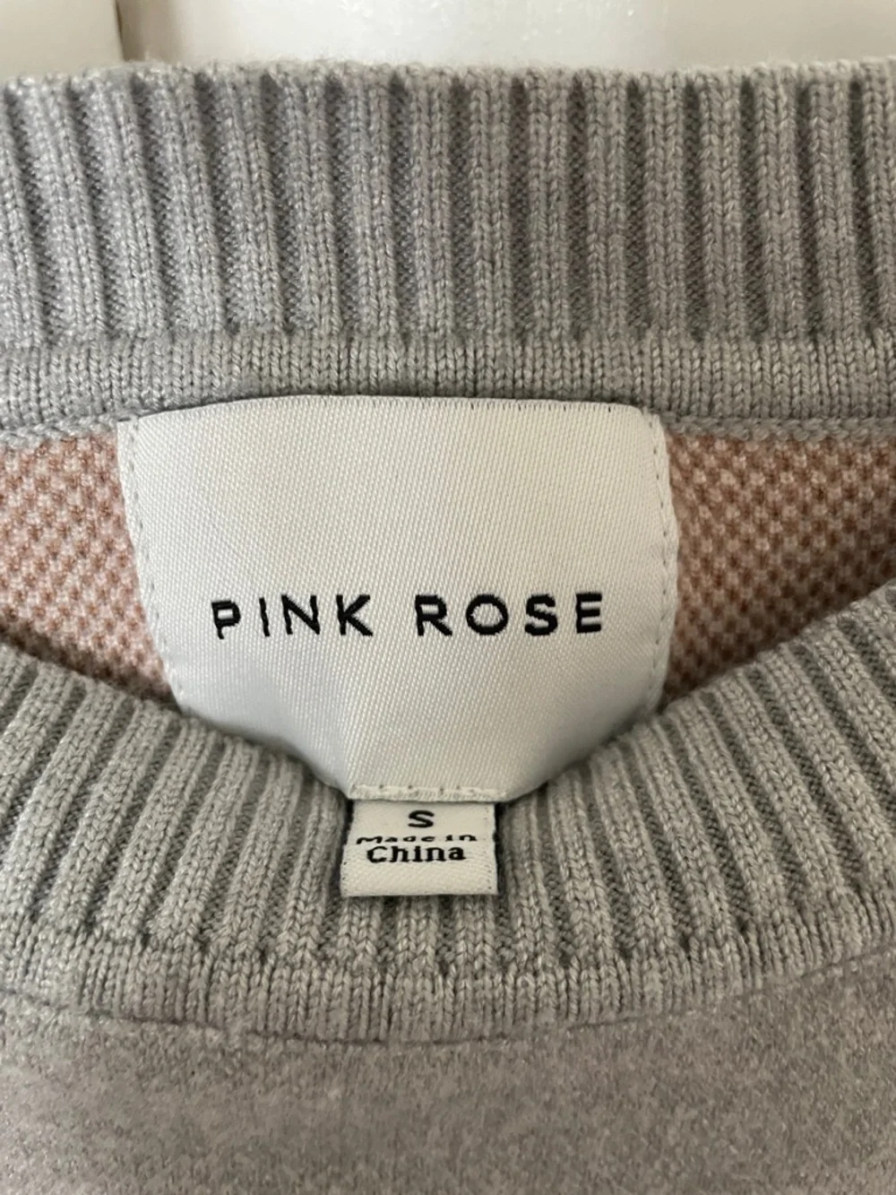 Pink Rose Gray Knit Cat Sweater with Brown & Cream Cat Motif